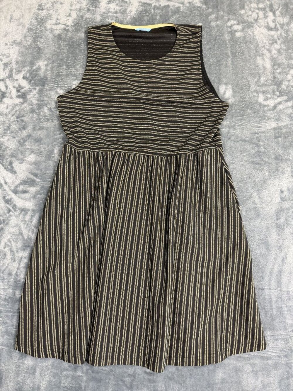 Draper James RSVP Black & Gold Striped Sleeveless Midi Dress XXL